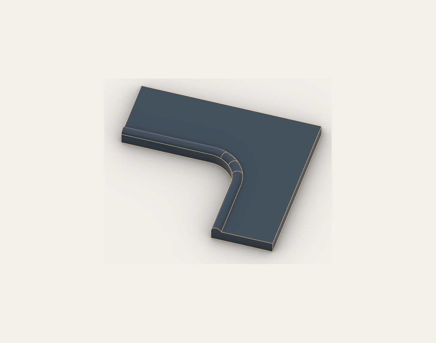 Independent cushion CAD model showing the corner seams, roll and continuous front border